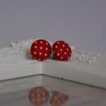 Bespoke Red Polka Dot Fabric Covered Button..