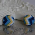 Bespoke Retro Fabric Covered Button Earrings