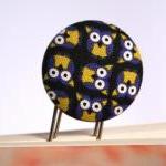 Kawaii Owl Fabric Covered Button Bookmark