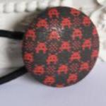 Space Invaders Fabric Covered Button Ponytail