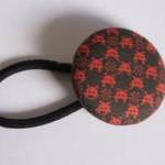 Space Invaders Fabric Covered Button Ponytail