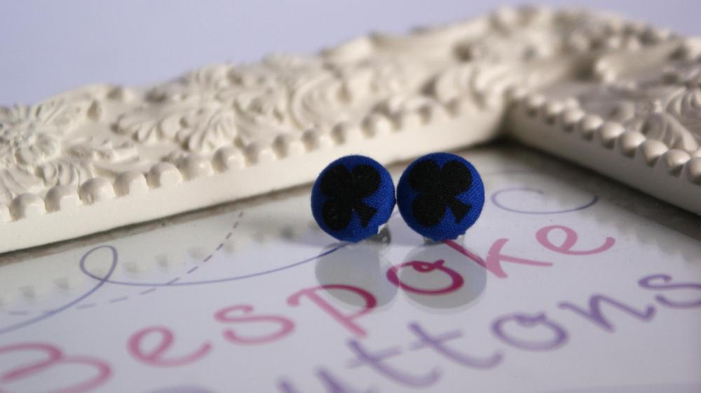 Club Suit Fabric Covered Button Earring