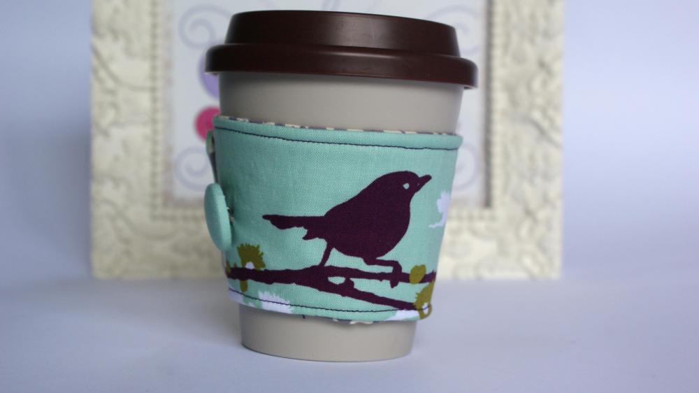 Eco Friendly Bird On A Branch Coffee Cozy